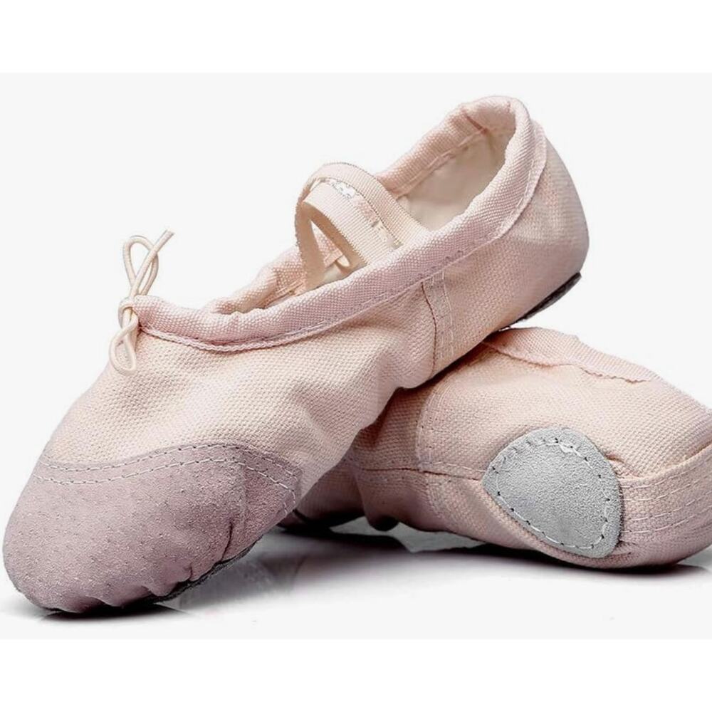 NWOT Girl's Ballet Shoe Canvas Dance Practice Flats Ballet Natural 3 M US